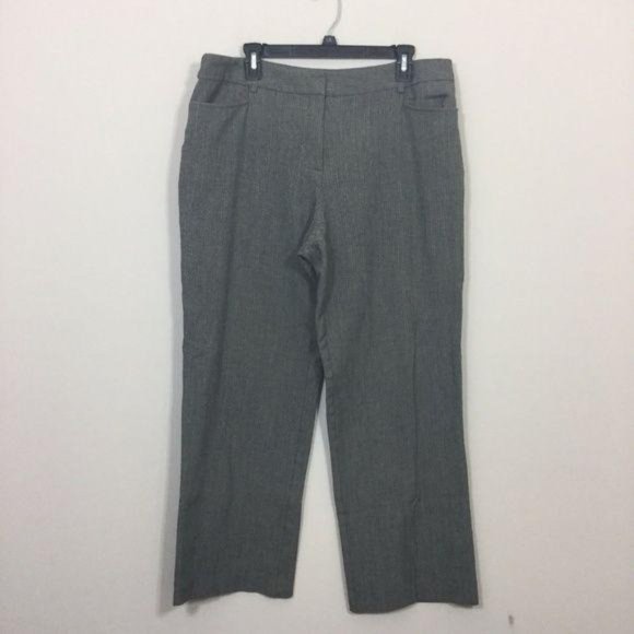 Apostrophe Pants - Apostrophe Dress Pants Women Size 16 Gray Herringbone Flat Front Career